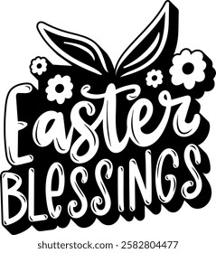 easter blessings happy easter black vector graphic design and cut file