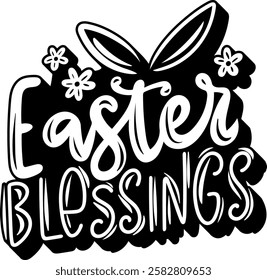 easter blessings happy easter black vector graphic design and cut file