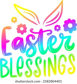 easter blessings happy easter rainbow colorful bright vibrant graphic design quote