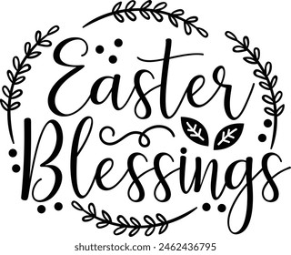 Easter Blessings Happy Easter Typography Design