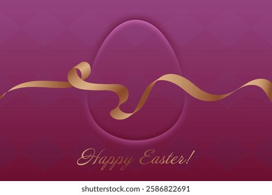 Easter Blessings. Purple Easter background, golden ribbon, sacred holiday, Christian faith, resurrection of Christ, divine grace, church gathering, religious tradition, spiritual harmony, peace.