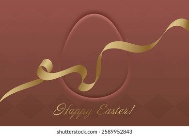 Easter Blessings. Red background, golden ribbon, holy day, Christian faith, resurrection of Christ, divine grace, sacred holiday, church service, religious tradition, spiritual joy.