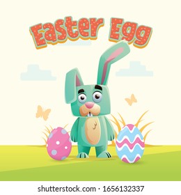 Easter Blue Bunny Maskot Design