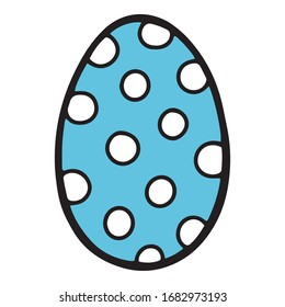 Easter blue dotted egg icon. Hand drawn illustration of Easter blue dotted egg vector icon for web design