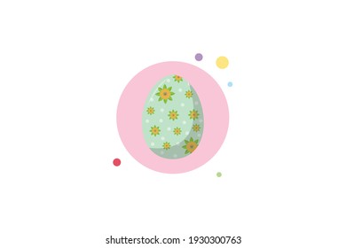 Easter Blue Egg Flower Circle Bubble Icon