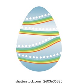 Easter blue egg with rainbow and white circles bright pattern