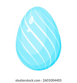 Easter blue egg with striped decoration pattern