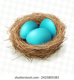 Huevos de Pascua en un nido, elemento de diseño aislado.