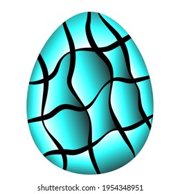 Easter blue gradient egg, black stripes, subculture, design solution,white background,sticker,poster,applique,for embroidery,printing on fabric,for wallpaper,for album or diary