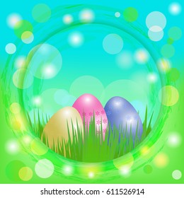 Easter blurred background. Round lens. Vector illustration.