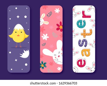 Easter Bookmarks Set with Bunny and Chick.