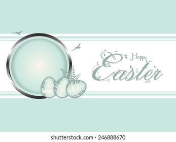 Easter Border Background, with Eggs and Floral Text