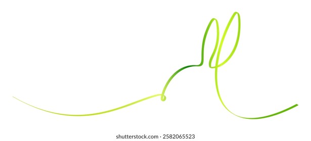 Easter border, bunny ribbon style line art, gold ornament