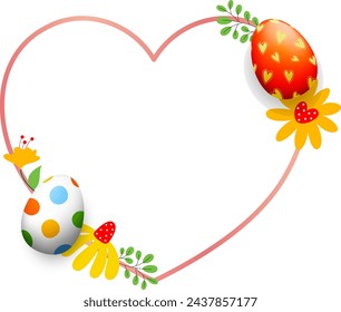Osterrandgestaltung mit verzierten Ostereiern. Frohe Ostern Konzept. Illustration