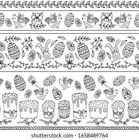 Easter borders doodle cake eggs rabbit bird