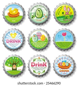 Easter bottle caps- vector buttons. To see similar, please VISIT MY GALLERY.