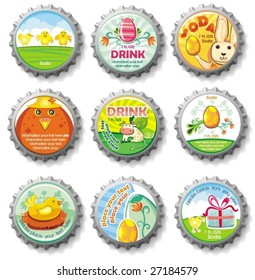 Easter bottle caps- vector buttons.  To see similar, please VISIT MY GALLERY.