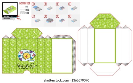 Easter box for Easter pattern yellow chicken in egg