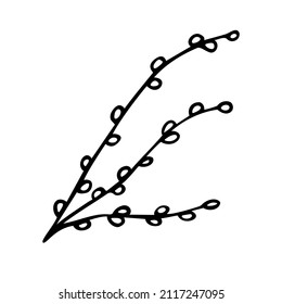 Easter branch. Hand drawn. Vector doodle icon. Easter holiday. Isolated icon