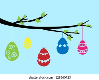 Easter branches with colored eggs