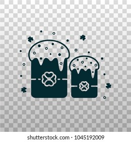 Easter bread flat black silhouette icon on isolated background. 