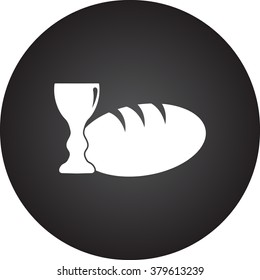 Easter bread wine simple icon on colorful round background