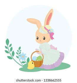 Easter Brown Bunny and Chick