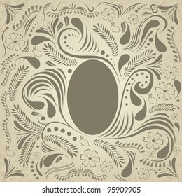 Easter brown card with egg and floral ornament