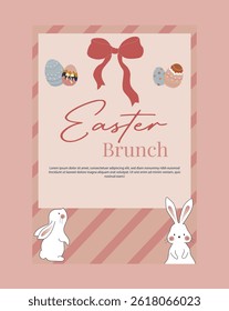 Osterbrunch mit Streifen und niedlichen Hasen