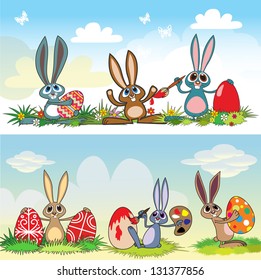 Easter bunnies. All characters are on own layer.