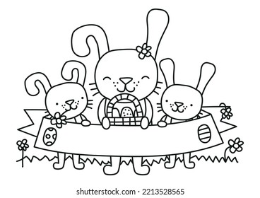 Anillos de Pascua con ilustración vectorial de banner