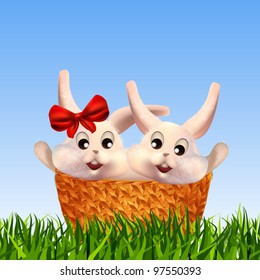 Easter Bunnies in basket