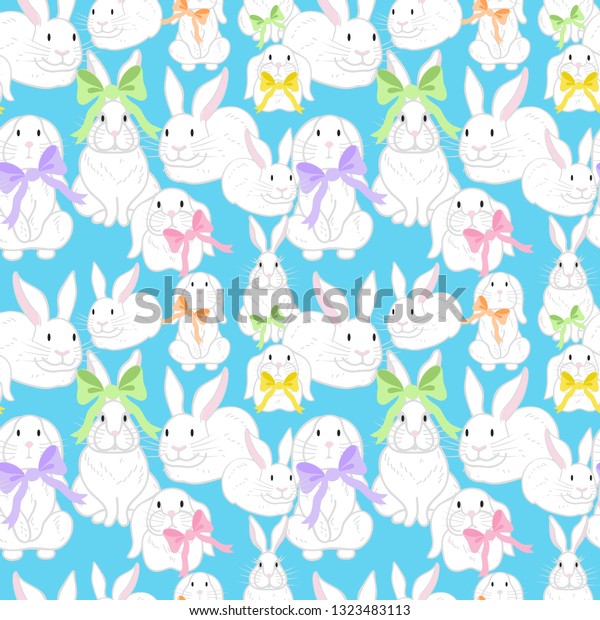 Easter Bunnies Bows Seamless Practice Delighted Inventory Vector image about Happy Easter Printable identify Easter Bunnies Bows Seamless Behavior Joyful Inventory Vector