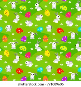 Easter bunnies. Bright seamless background for children
