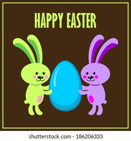 Easter Bunnies. Card. vector