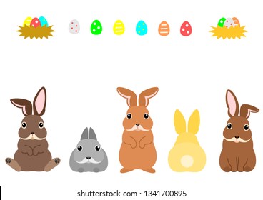 Easter bunnies and colorful eggs