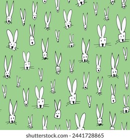 Easter Bunnies. Decorative vector seamless pattern. Repeating background. Tileable wallpaper print.