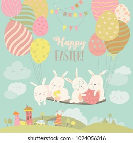 Easter bunnies and easter egg
