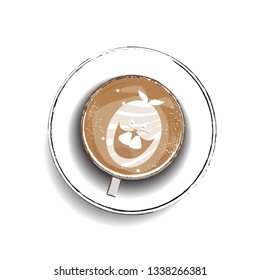 Easter bunnies and egg in coffee latte art
