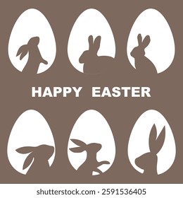 Easter bunnies in egg forms. Happy Easter. Vector EPS 10