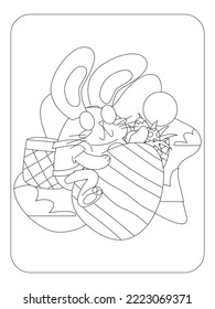 Easter Bunnies eggs Coloring page for kids