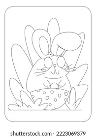 Easter Bunnies eggs Coloring page for kids