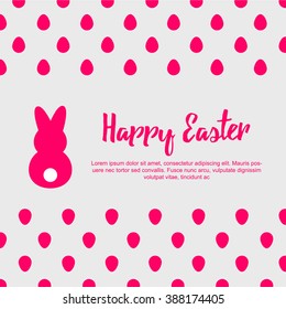 Easter bunnies and easter eggs. Vector illustration