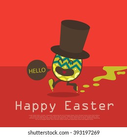 Easter bunnies and easter eggs. Vector illustration