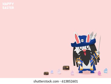 Easter bunnies and easter eggs. Vector illustration