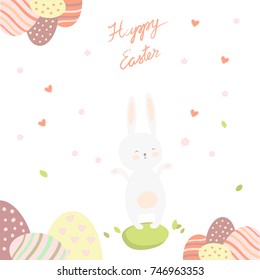 Easter bunnies and easter eggs. Vector illustration