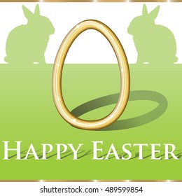 easter bunnies with golden egg
