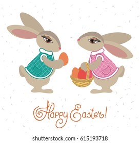 Easter bunnies. Greeting card