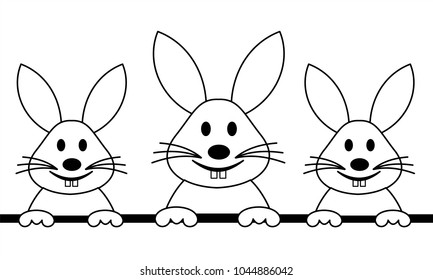 Easter Bunnies Horizontal Banner. 