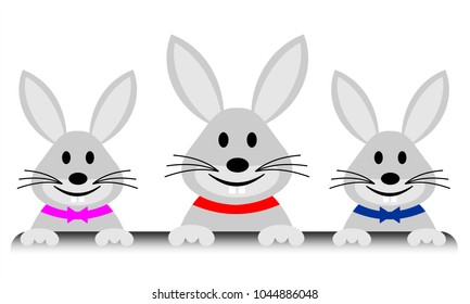 Easter Bunnies Horizontal Banner. 